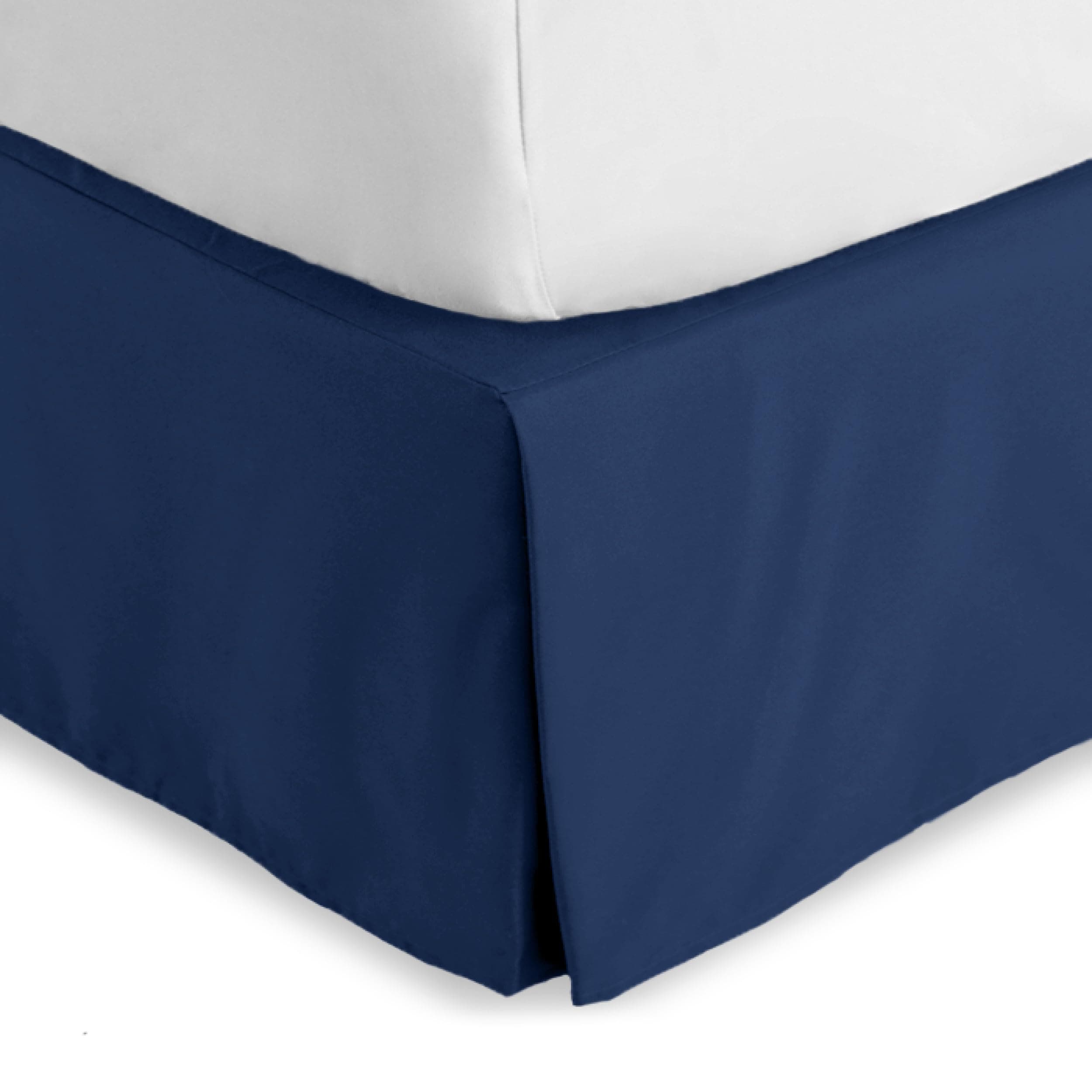 Bare Home Full Bed Skirt - 15-Inch Tailored Drop Easy Fit - Bed Skirt for Beds - Center & Corner Pleats (Full, Dark Blue)