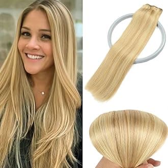 Clip in Hair Extensions Real Human Hair for Women Invisible Natural Straight Seamless Clip on Hair Extensions 8pcs Double Weft 75g (#18p613 Dark Blonde Highlighted Bleach Blonde, 22 Inch)
