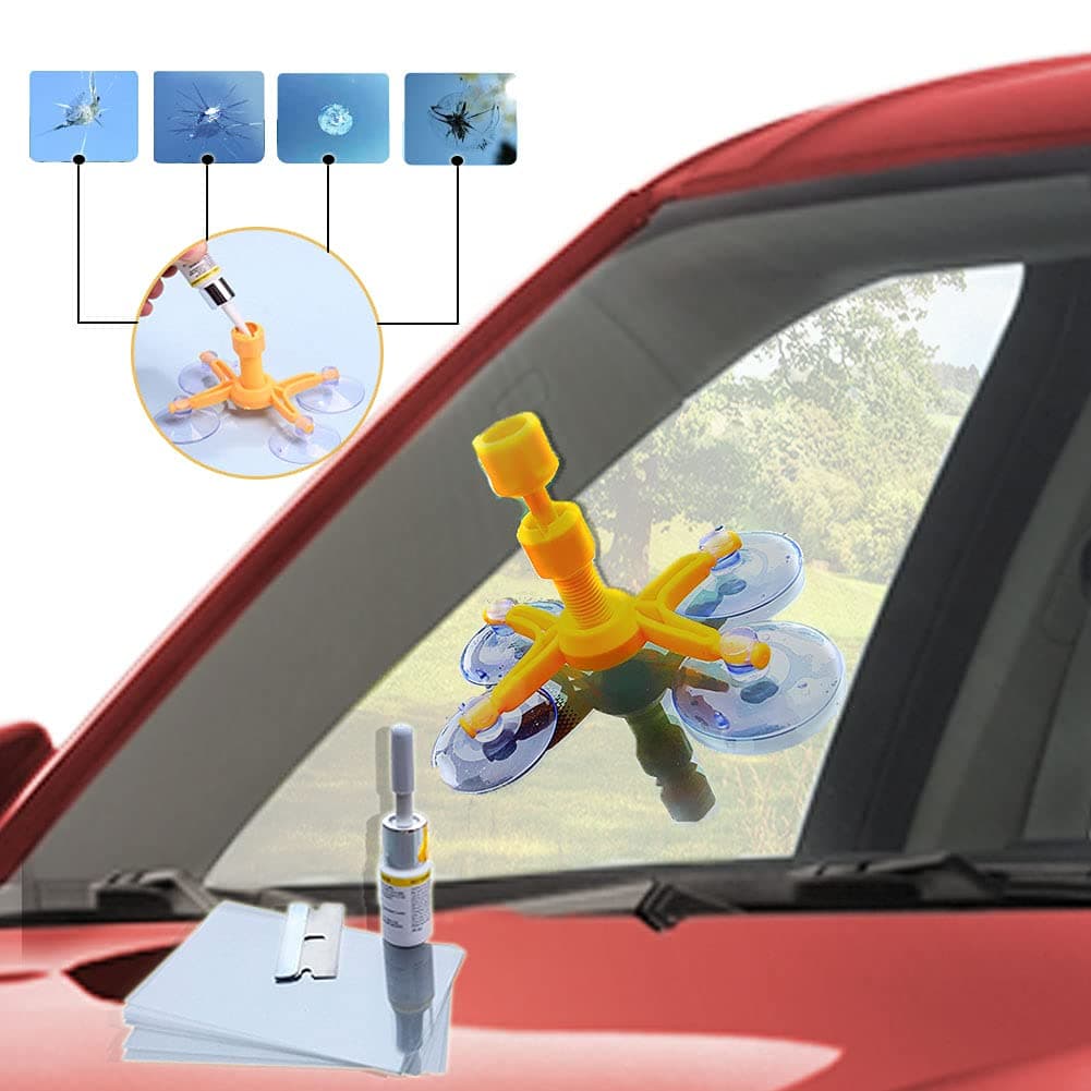 X-Speed Car Windshield Repair Kit for Chips and Cracks, Bulls-Eye, Star-Shaped, Nicks, Half-Moon Crescents, Fix Car Glass Windshield