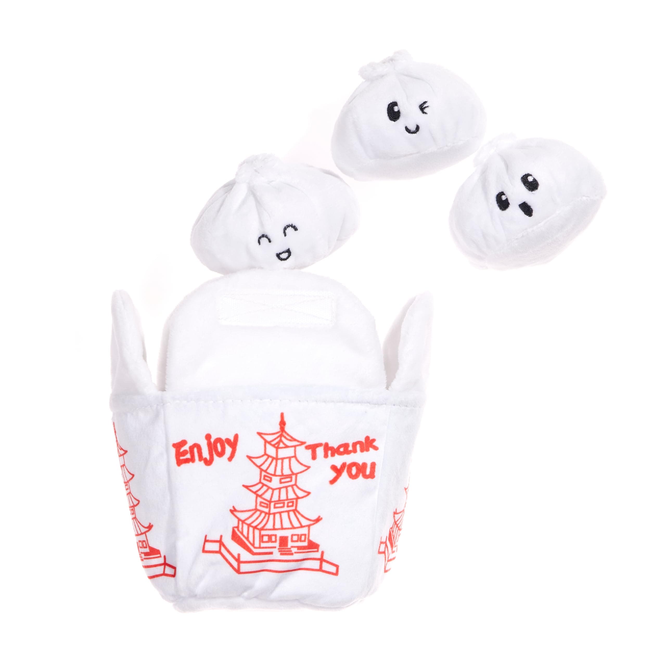 Barkbox Dog Toy 2 in 1 Interactive, Plush Exterior Material & Squeaker, Tearable Dog Toy with Squeaky Ball Inside, Ideal for Toy Destroyers - Andi's Dumpling, Small