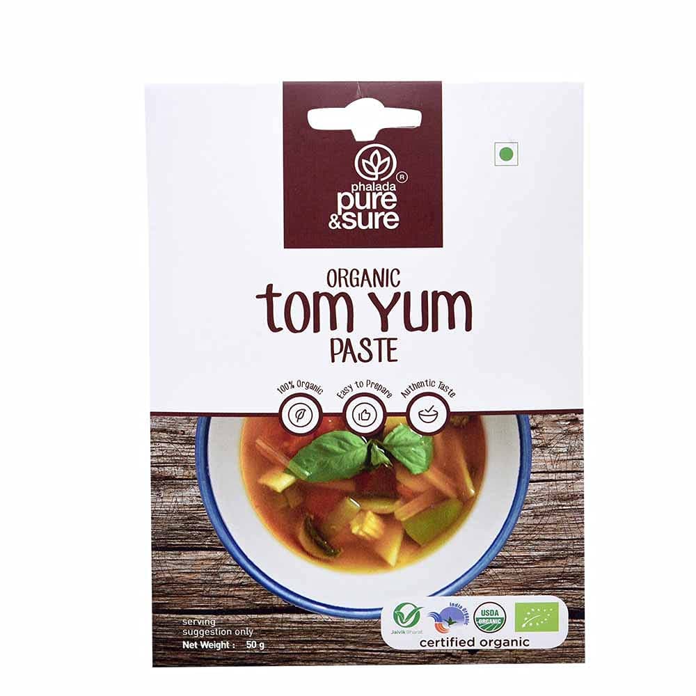 Pure & Sure Organic Tom Yum Curry Paste | Natural Curry Paste | Made with Thai Ingredients | Ready to Cook/Use | Aromatic & Tasty | No Preservatives | 50gm