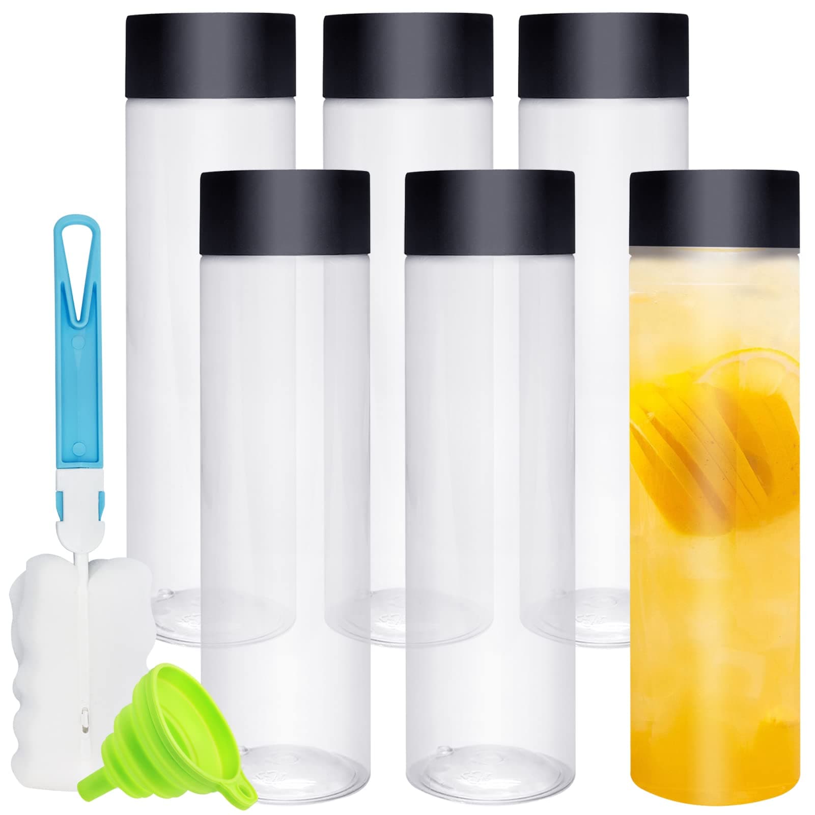 Iceten 6-Pack 400ml/13.5oz Clear Plastic Juice Bottles, Wide Mouth, Lightweight, Reusable, Ideal for Juice Shops, Takeaway, Bars, Picnics & Everyday Use
