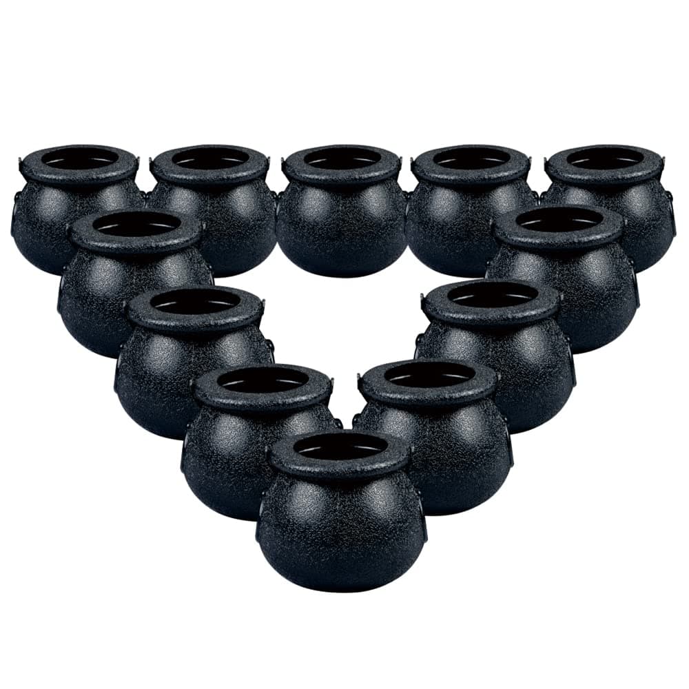 Plastic Cauldron, Mini Black Witch Cauldron, Candy Cauldron Kettles for Halloween, St Patrick's Day, Wizard Theme Party Decorations, 1 Dozen(12PCS), Black