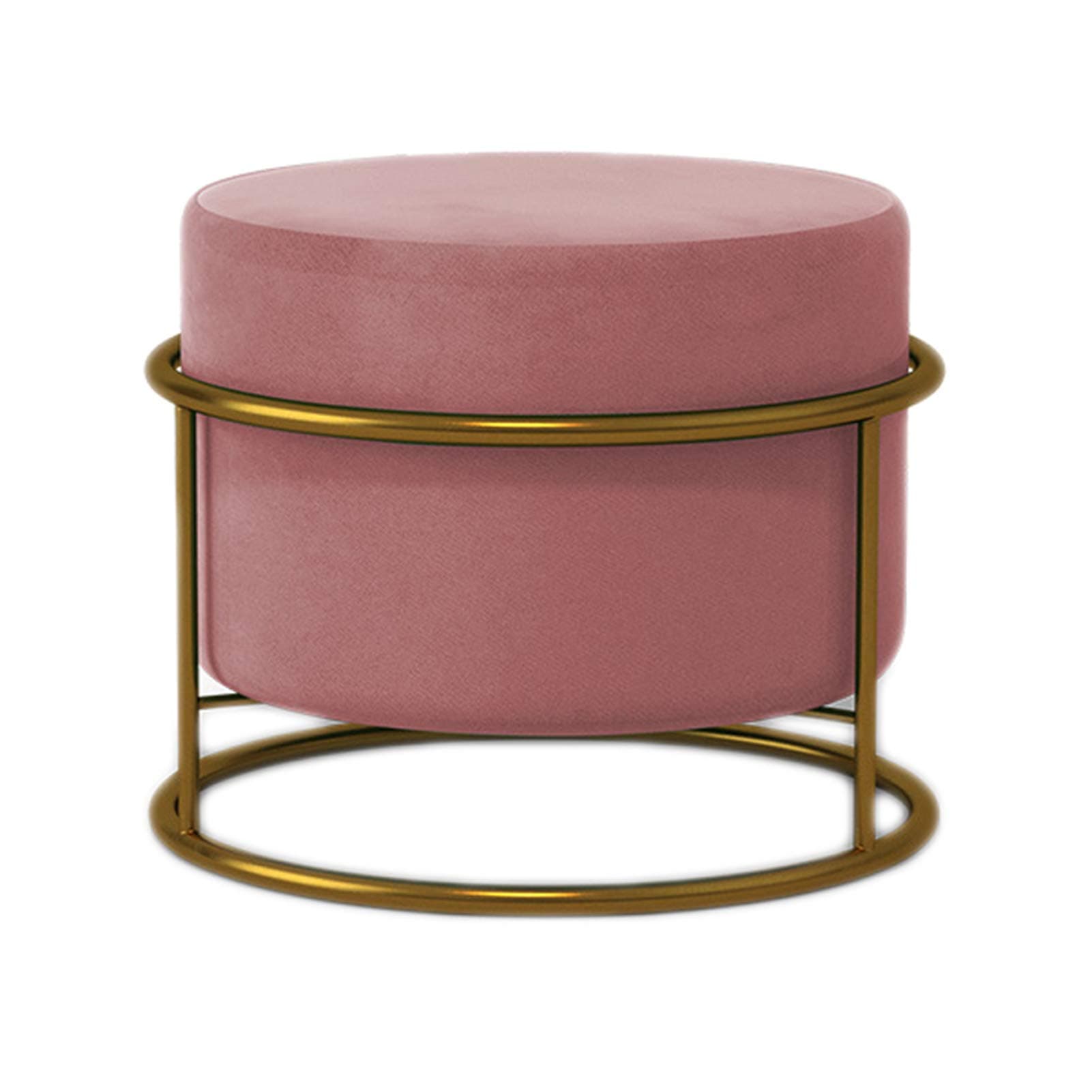 STTC Round Foot Stool Leg Rest Soft Tufted Ottoman, Modern Linen Pouffe Chair Change Shoes Stool Upholstered Footstool for Home Living Room Bedroom Office,Flannel pink