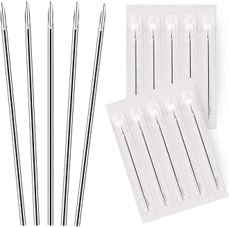 BodyJ4You 10PC Piercing Needles Surgical Steel 13G Ear Nose Belly Tongue Nipple Eyebrow Labret