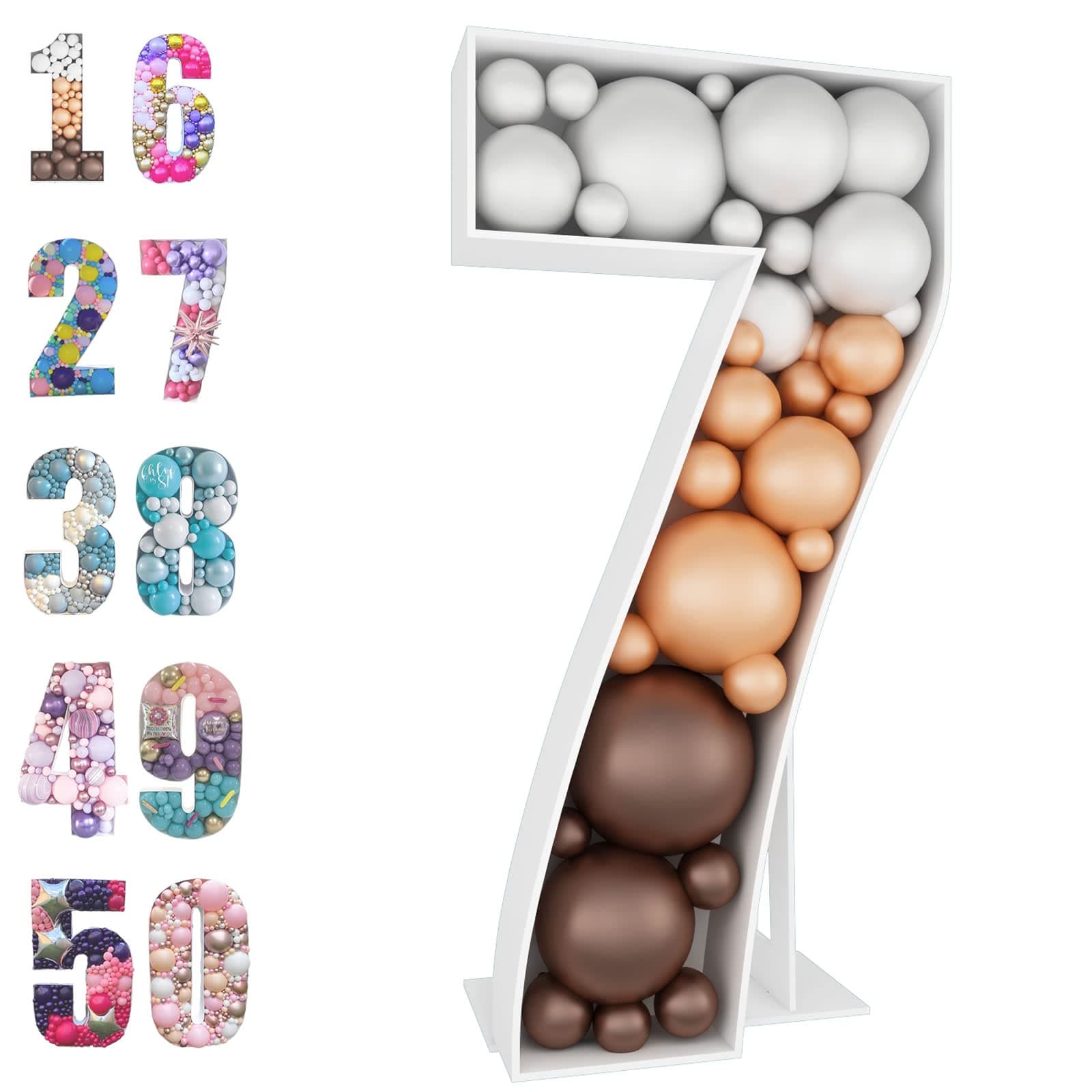 4ft Mosaic Balloon Frame Number 7 Light Up Marquee Pre-Cut Kit Number Cut-Out Extra Large Foam Board Backdrop Birthday Baby Party Anniversary…