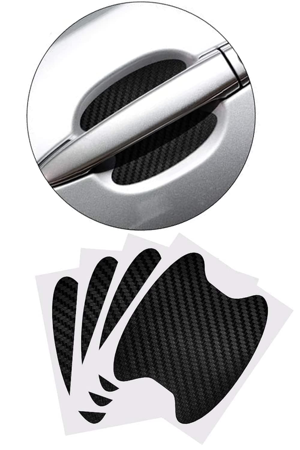 Pincuttee Car Door Handle Scratch Protector 4 Pack,Car Door Handle Protective Films Universal Fit,Door Handle Stickers and Decals Accessories (Black,4PC)