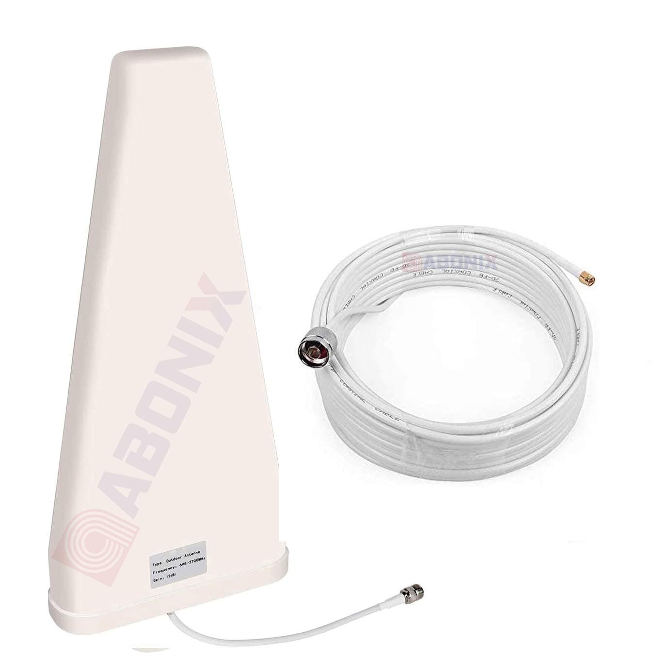 ABONIX LPDA 4G LTE External Antenna 12 dBi for Wireless Wi-Fi Router, GSM Landline, Modem || LMR 300 Coaxial Cable 10 Meter SMA-Male to N-Male Connector