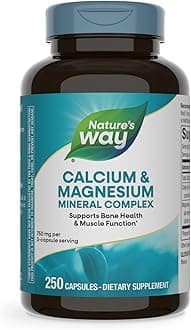 Calcium & Magnesium Mineral Complex, Supports Bone Health & Muscle Function,* 750 mg per 3-Capsule Serving, 250 Capsules (Packaging May Vary)