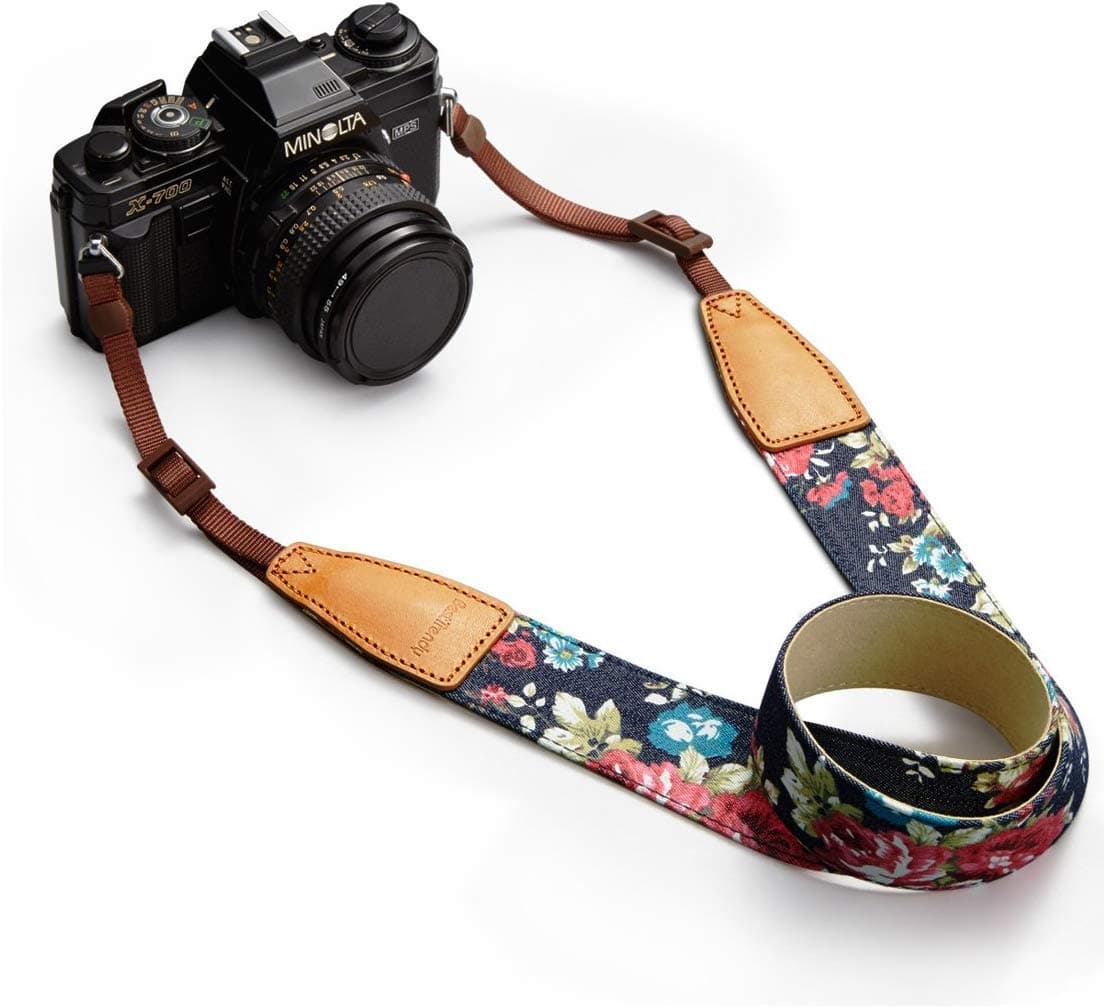 BestTrendy Universal Leather Camera Strap SLR/DSLR Camera Strap for Nikon Canon Style Flower