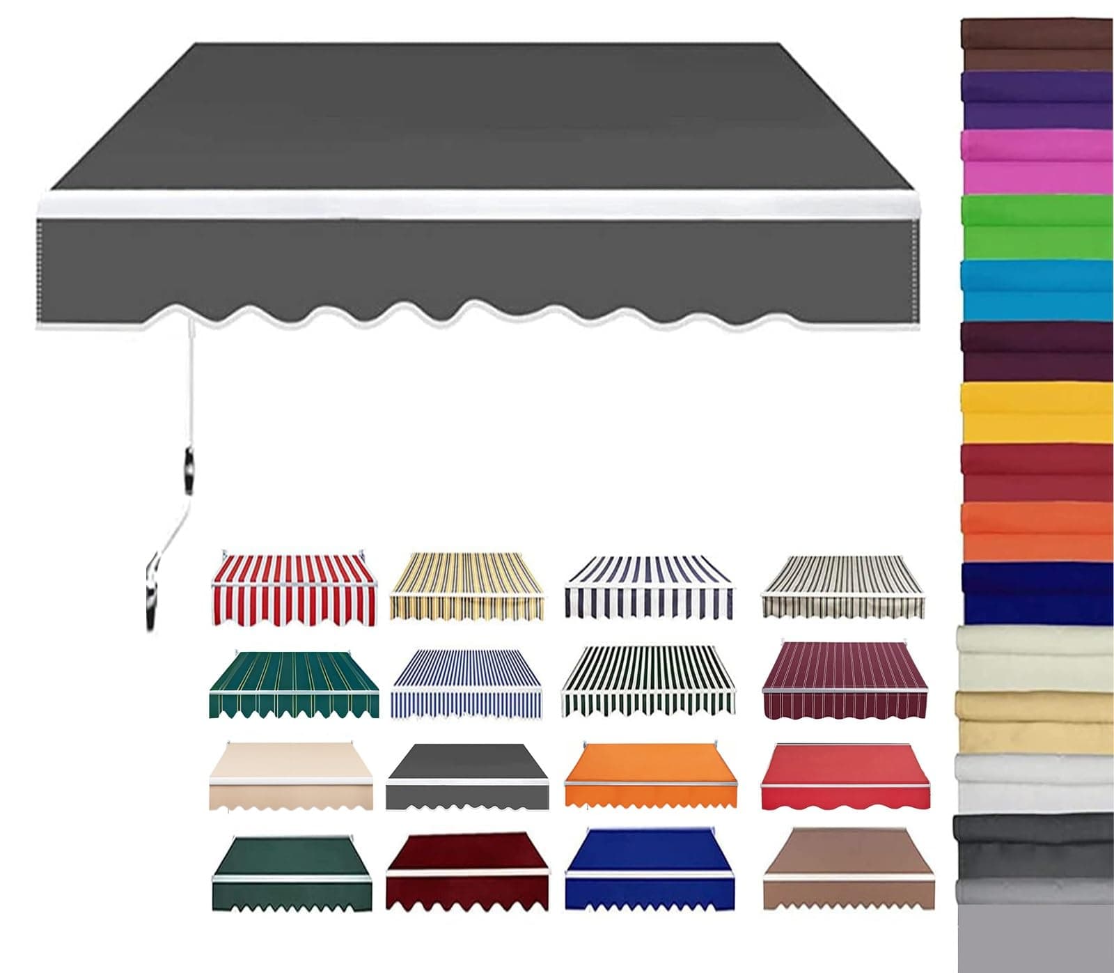 Retractable Patio Awning Replacement Fabric (Without Frame) Waterproof Shade Sun Shade Awning Cover Outdoor Patio Canopy Sunsetter Deck Awnings Polyester(H,(9.8 X 8.2 ft))