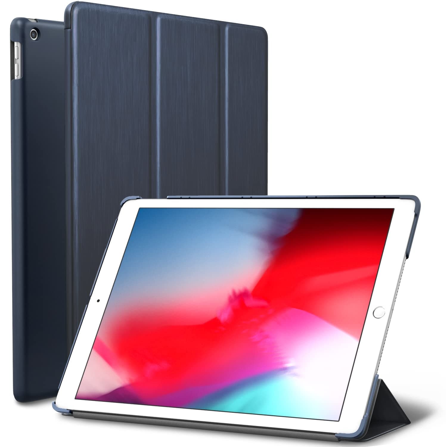 iPad Mini 5 case, ROARTZ Metallic Navy Blue Slim Fit Smart Rubber Coated Folio Case Hard Cover Light-Weight Wake/Sleep for Apple iPad Mini 5th Generation 2019 Model A2133 A2124 A2126 7.9-inch Display