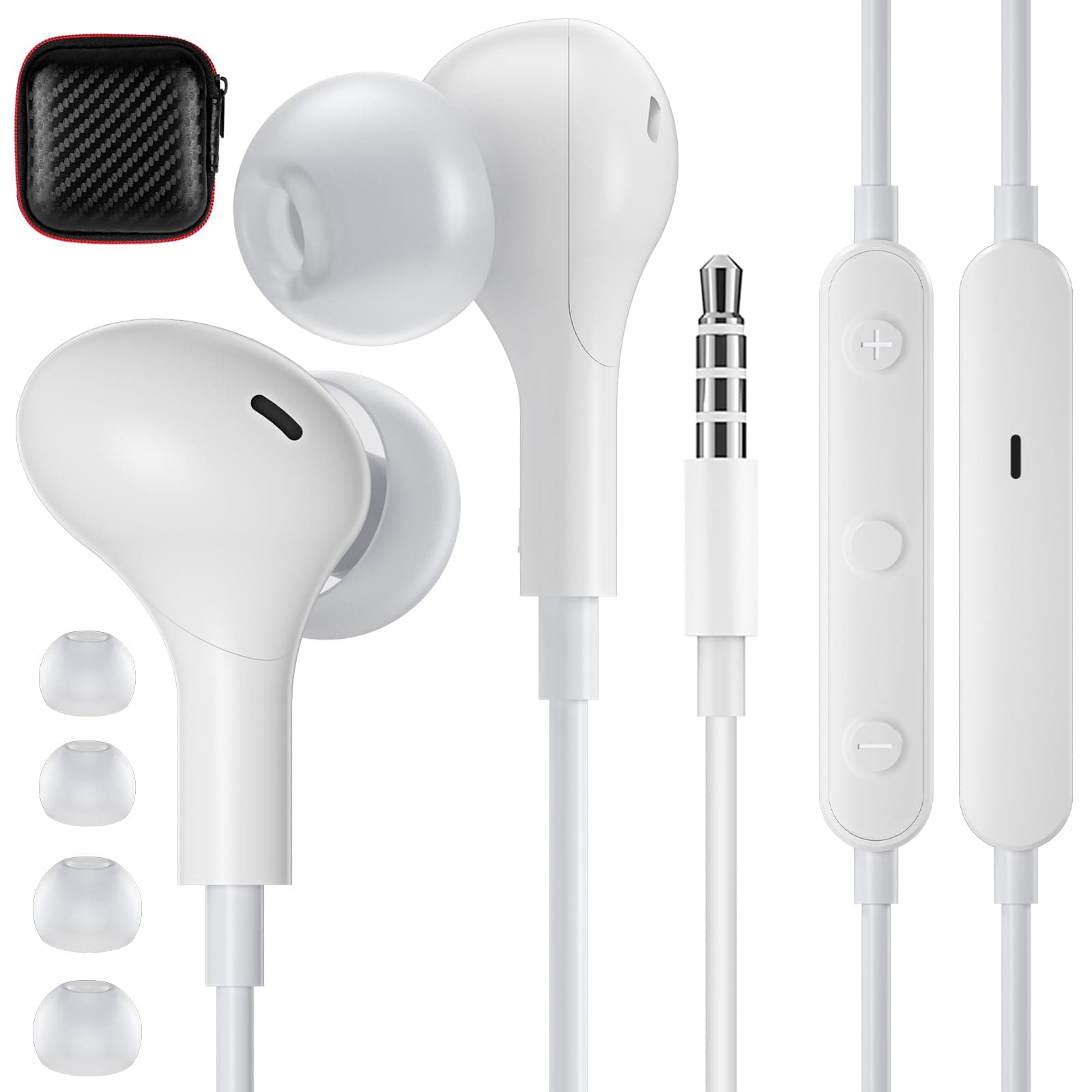 Wired Earbuds with Microphone,Wired Earphones in-Ear Headphones with Storage Case HiFi Stereo Powerful Bass Crystal Clear Audio Compatible with Samsung Galaxy Pixel Moto G iPad, Most with 3.5mm Jack