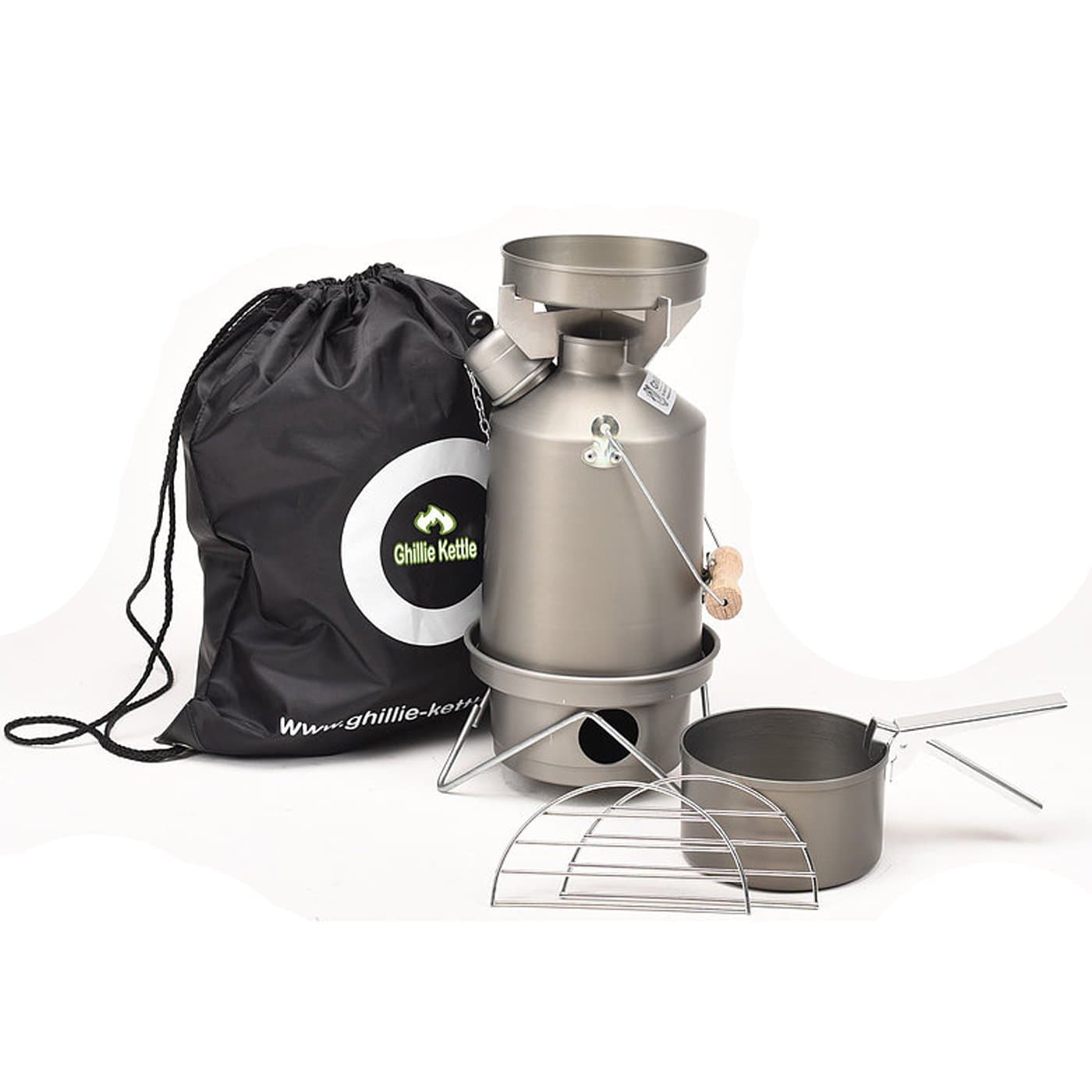 Ghillie Hard Anodized Kettle, Cook Kit & pot support - Explorer 1L