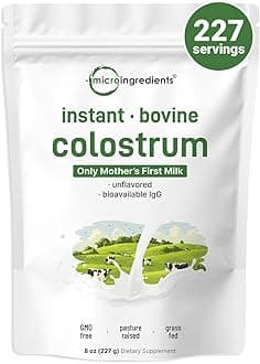 Micro Ingredients Bovine Colostrum Powder, 8 oz | Grass-Fed, Freeze-Dried | Natural IgG & IgA | Supports Immune & Gut Health | Non-GMO, Gluten-Free, Unflavored