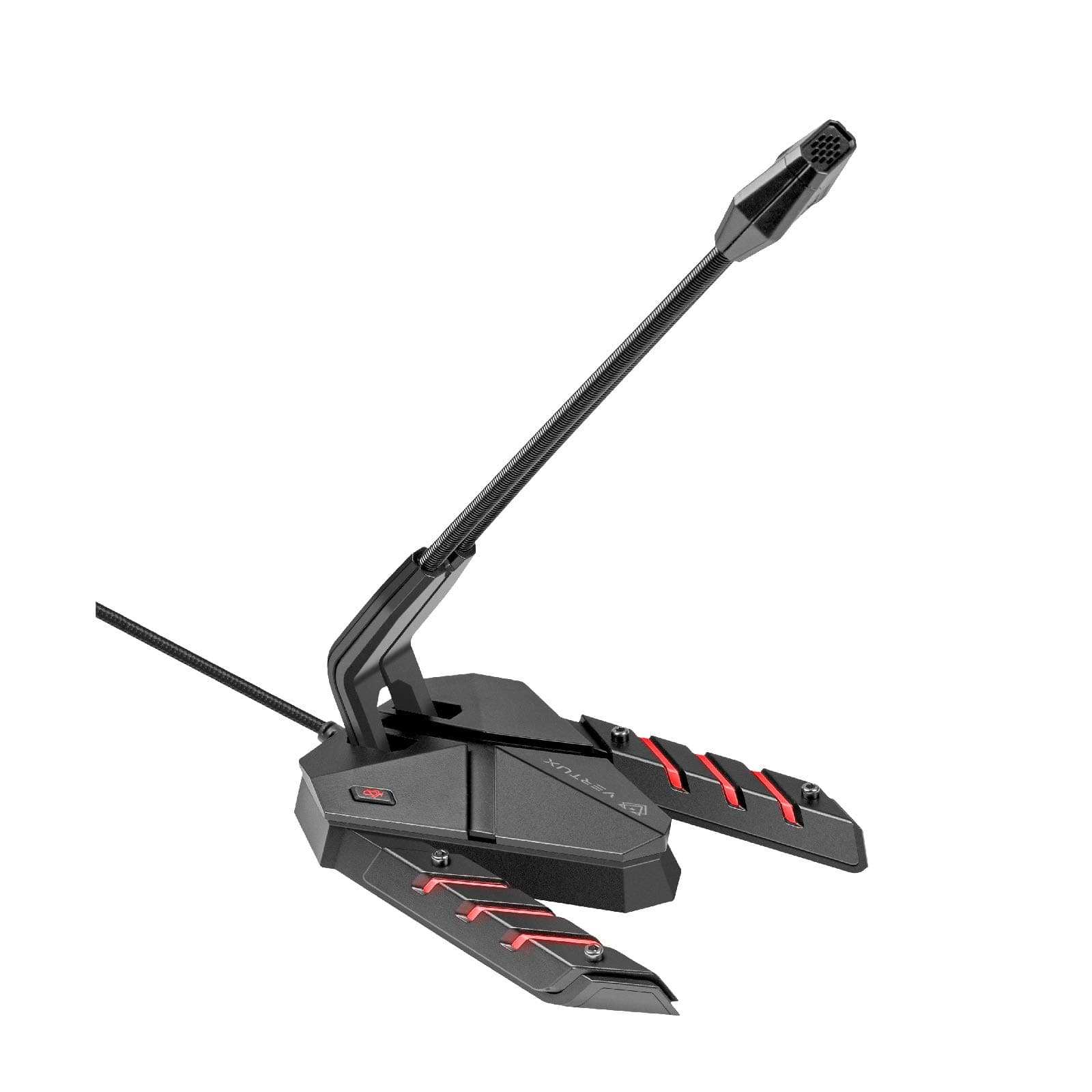 Vertux Streamer-3 High Intensity Anti-Vibration Microphone- Black | [2 Years-Warranty] Portable with Mute Button | 360 Degree Rotatable | Microphone with Adjustable Mic | Omni-Directional