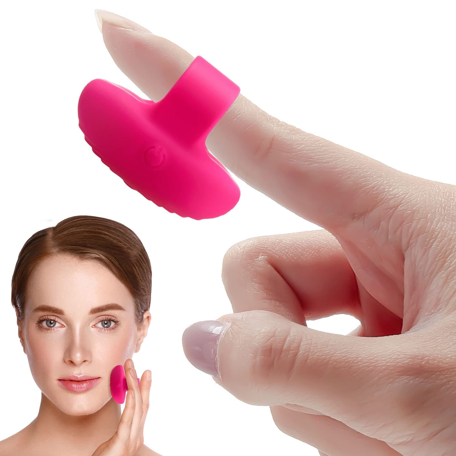 TrelaCo Mini Face Massager Face Massager Tool USB Rechargeable Fingertip Facial Muscle Tightening Anti-Aging Relief Eyes Dark Circles, Eye Puffiness, Fatigue(Rose Red)