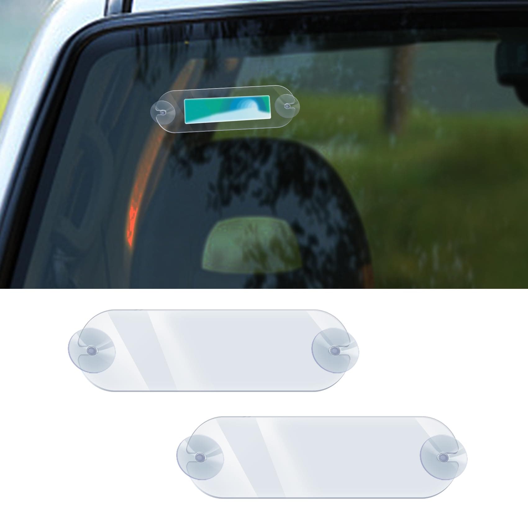 2PCS EZ Pass Holder, Transponder Holder, EZ Pass Strips with Adhesive and Strong Suction Cups, Toll Pass Windshield Mount Easy to Install and Remove, Universal for All Major Toll Passes (2PCS)