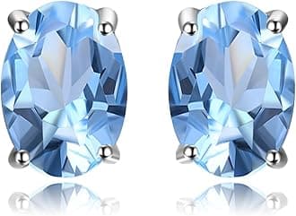 Natural Garnet Peridot Amethyst Citrine Blue Topaz Birthstone Stud Earrings for Women, 14k Gold Plated 925 Sterling Silver Earrings for Women, Gemstones Jewelry Sets for Girls