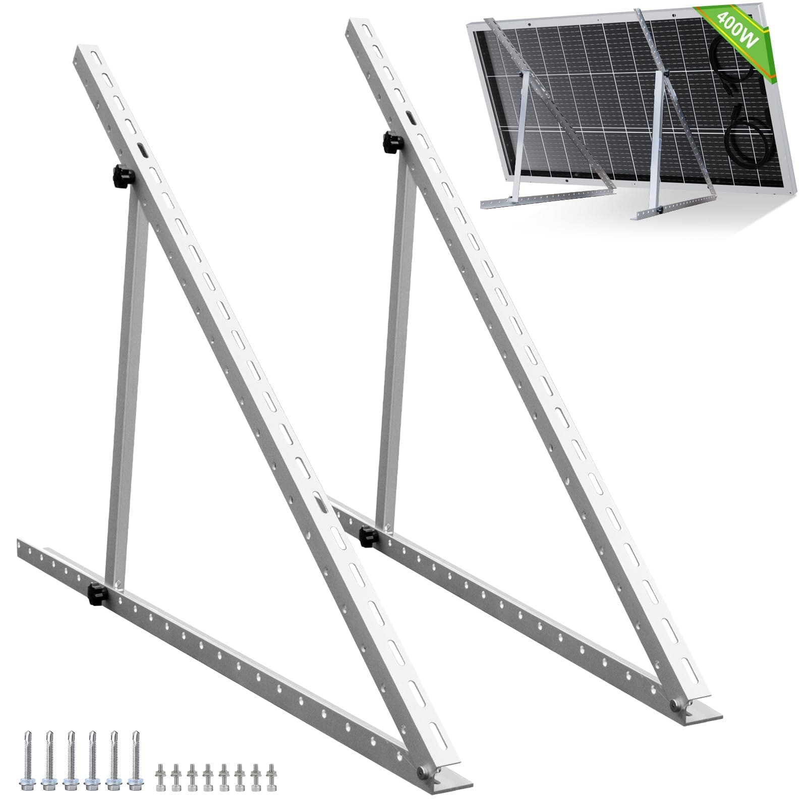ECO-WORTHY Upgraded 45in Solar Panel Mount Brackets, with Foldable Tilt Legs, Suitable for 2pcs 100W/1pcs 200W 300W 400W Solar Panels,Adjustable Mounting Brackets Kits for RV, Roof, Boat, and Off-Grid