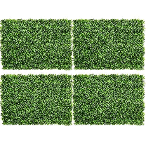 DearHouse 4Pack Artificial Boxwood Panels Topiary Hedge Plants Artificial Greenery Fence Panels for Greenery Walls,Garden,Privacy Screen,Backyard and Home Decor