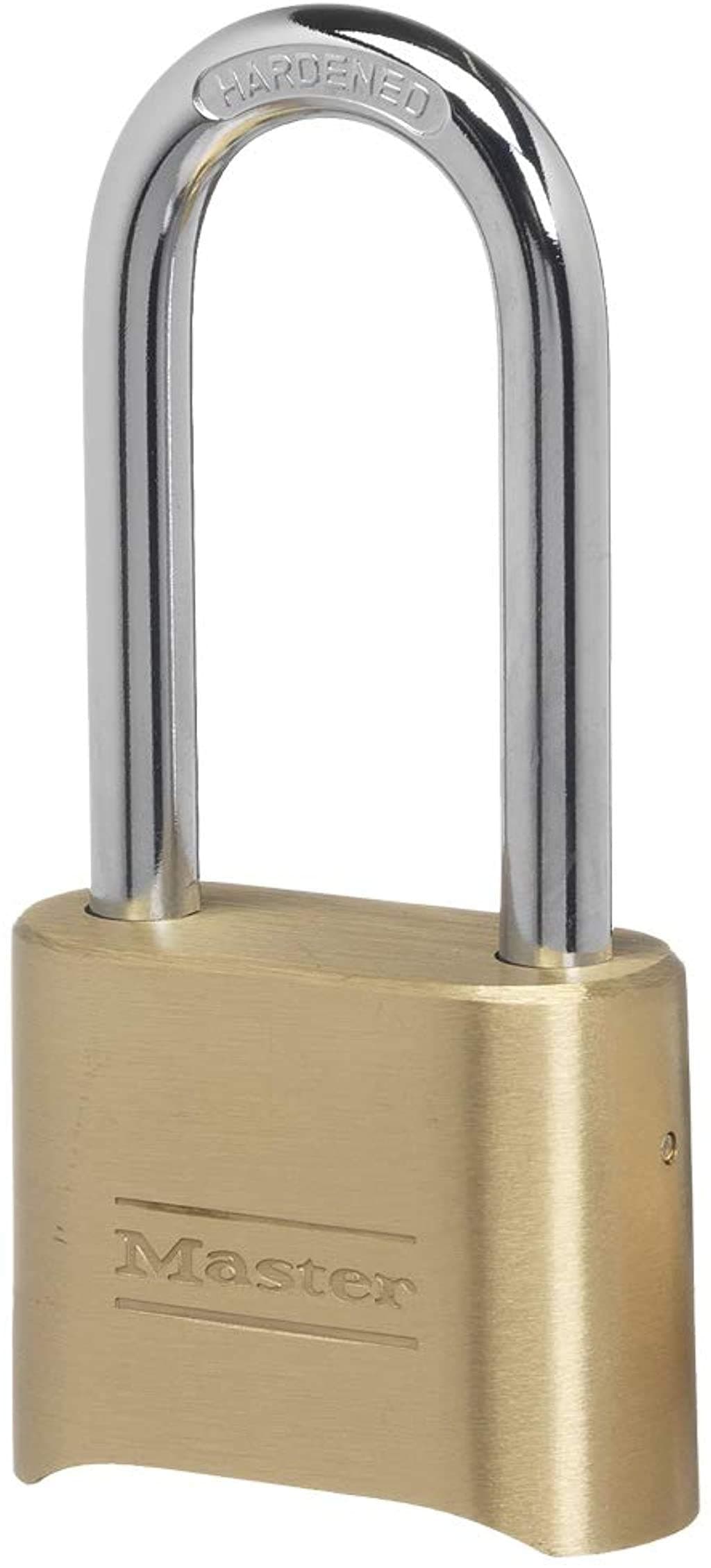 Brass Combination Lock, Gate Lock for Outdoor Fence or Shed, Customizable Combination Padlock with Extended 2-1/4-Inch-Long Shackle, 175DLH