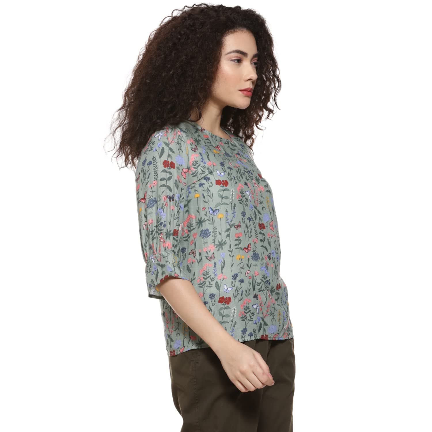 Campus SutraWomen Regular Fit Textured Round Neck Top