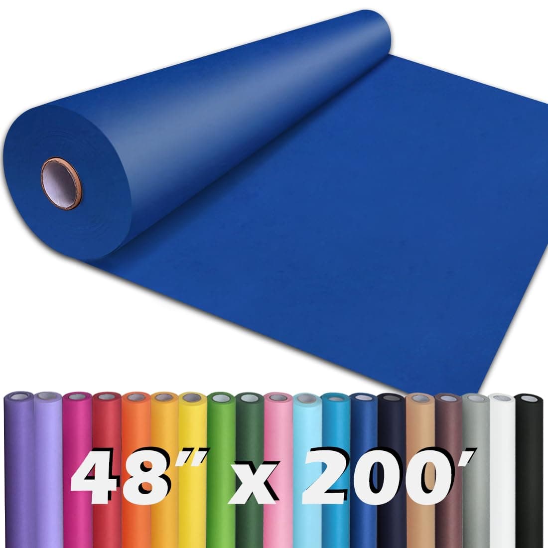 PerkHomy 48" x 2,400" (200') Blue Kraft Paper Roll for Craft Bulletin Board Paper Art Table Covering Crafting Gift Wrapping Bouquet Packing Parcel 80GSM 55LB (Blue, 48" x 200')