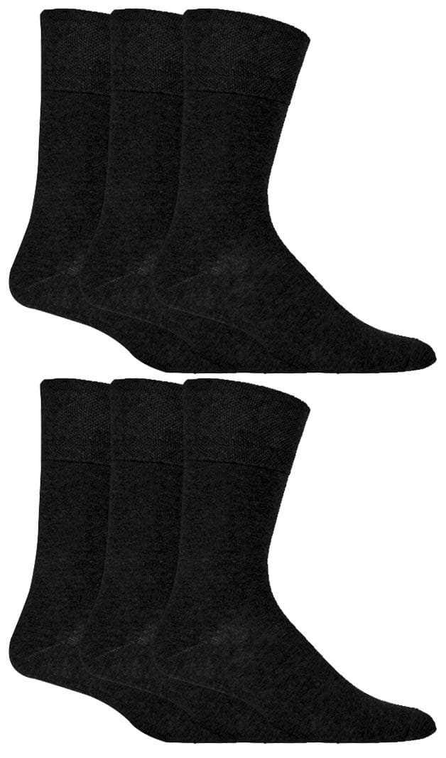 IOMI - 6 Pack Mens Thin Non Binding Extra Wide Loose Top Cotton Diabetic Socks