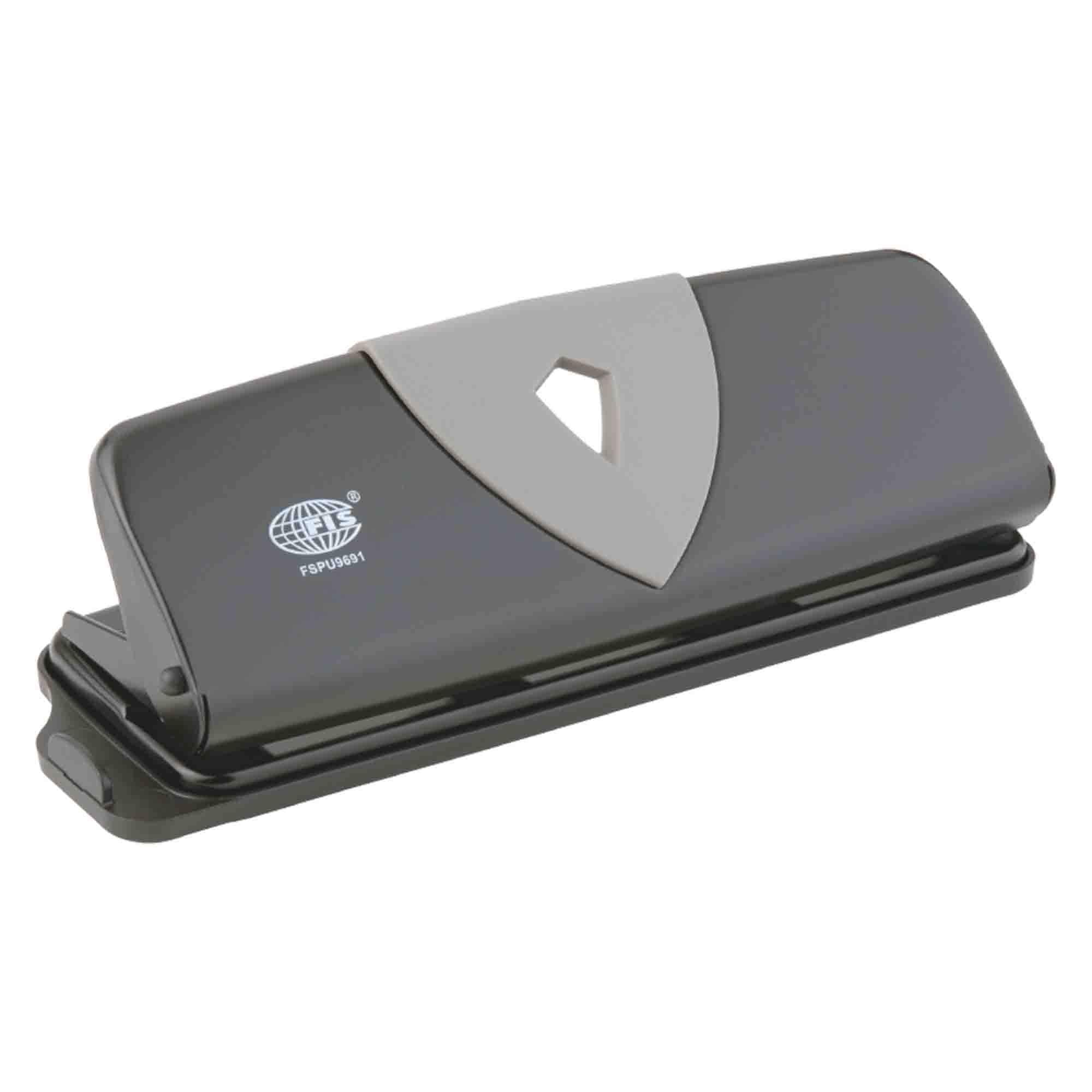 FIS 4 Hole Punch 25 Sheets Capacity, Adjustable, Black/Grey Color - FSPU9691