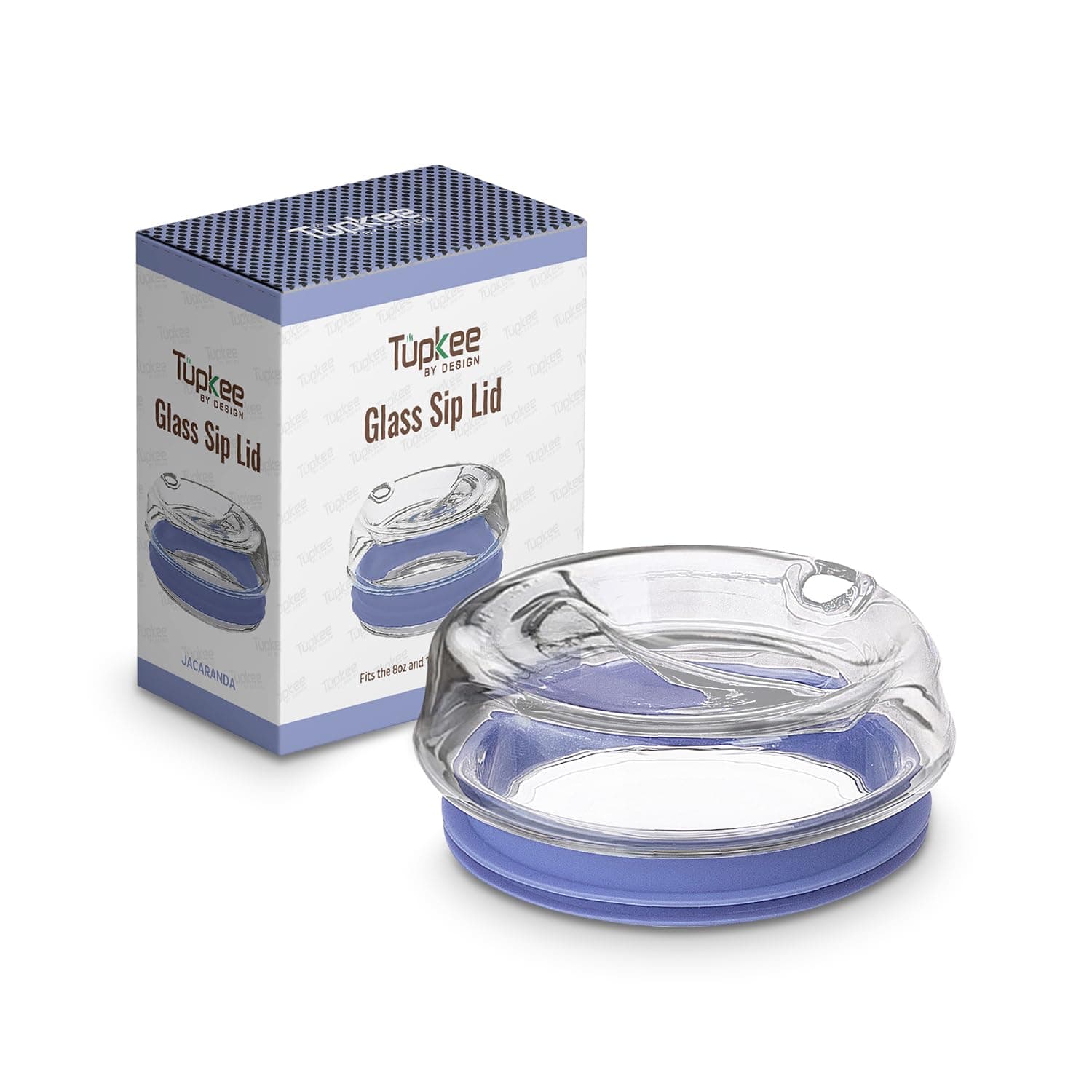 Tupkee ダブルウォールガラスタンブラー交換用蓋 - 手吹きガラストラベルマグ用 14オンス ジャカランダ