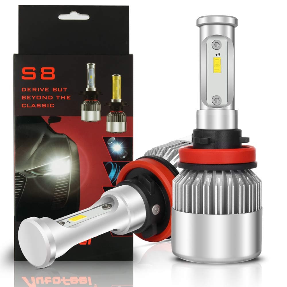 H11 LED Headlight Bulbs Super Bright Exterior White Light Built-in Driver Lamp All-in-One Conversion Bulb Kit with Cool White Lights (Silver) - 12 months Warranty