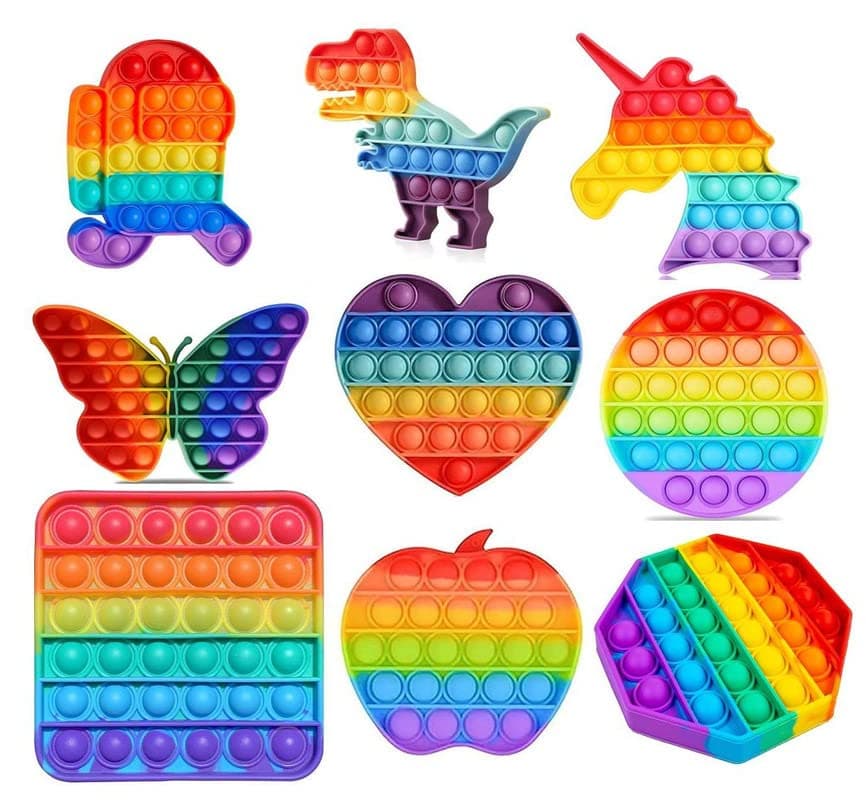 Foxit Push Pop Bubble Fidget Popping Unbreakable,Washable,Anti Stress Relief Sensory Autism Toys for Kids (Rainbow + Multi) Any 3 Piece Pop It