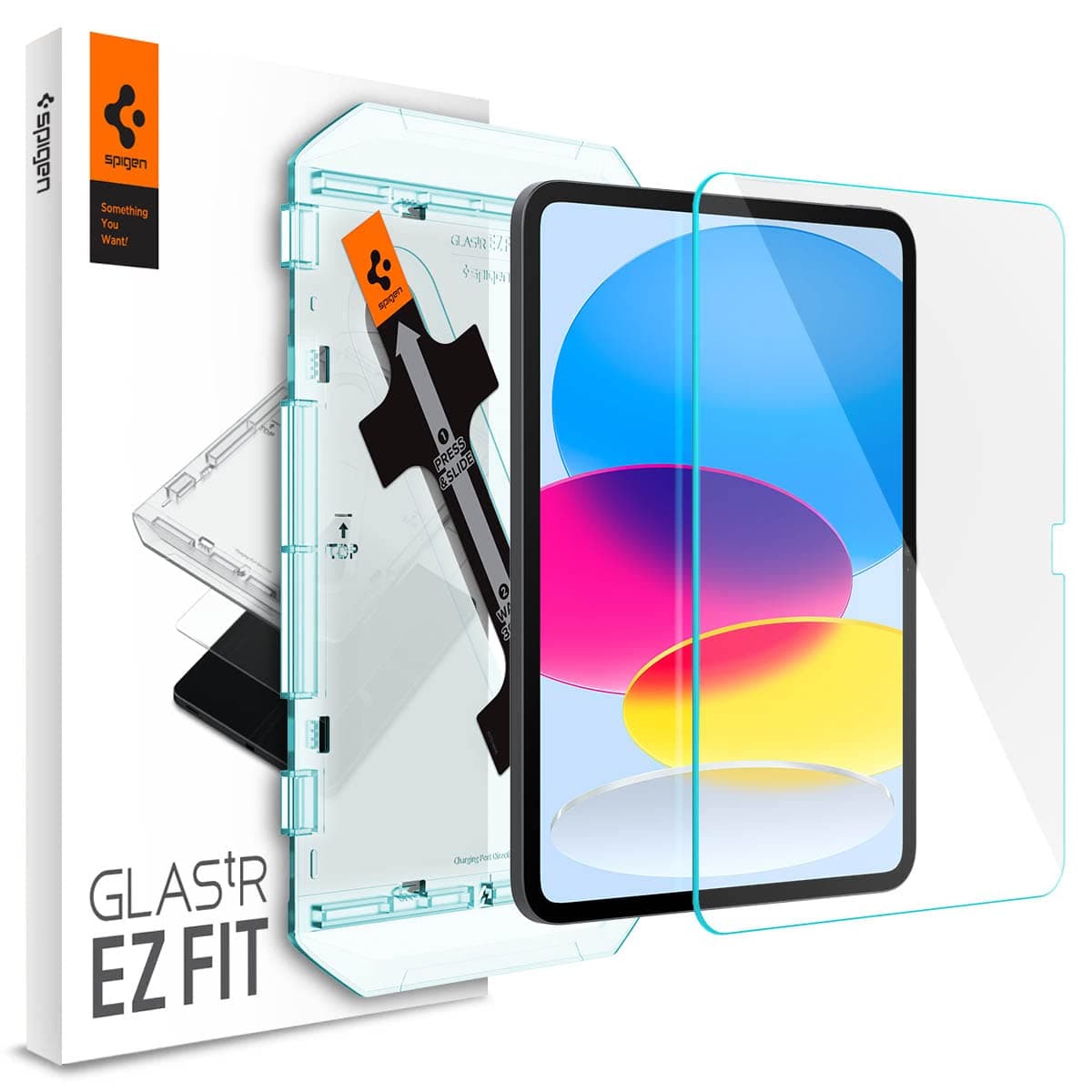 Spigen Tempered Glass Screen Protector [GlasTR EZ Fit] designed for iPad 10th Generation 10.9 inch (2022) with Auto Align kit [Case Friendly]