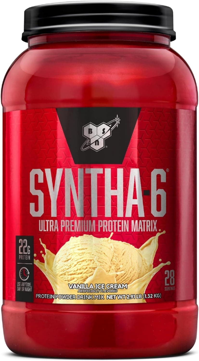 BSN Syntha-6 Ultra Premium Protein Matrix, Whey Protein Powder, Micellar Casein, Milk Protein Isolate Powder- Vanilla Ice Cream, 2.91 lbs, 28 Servings (1.32 KG)