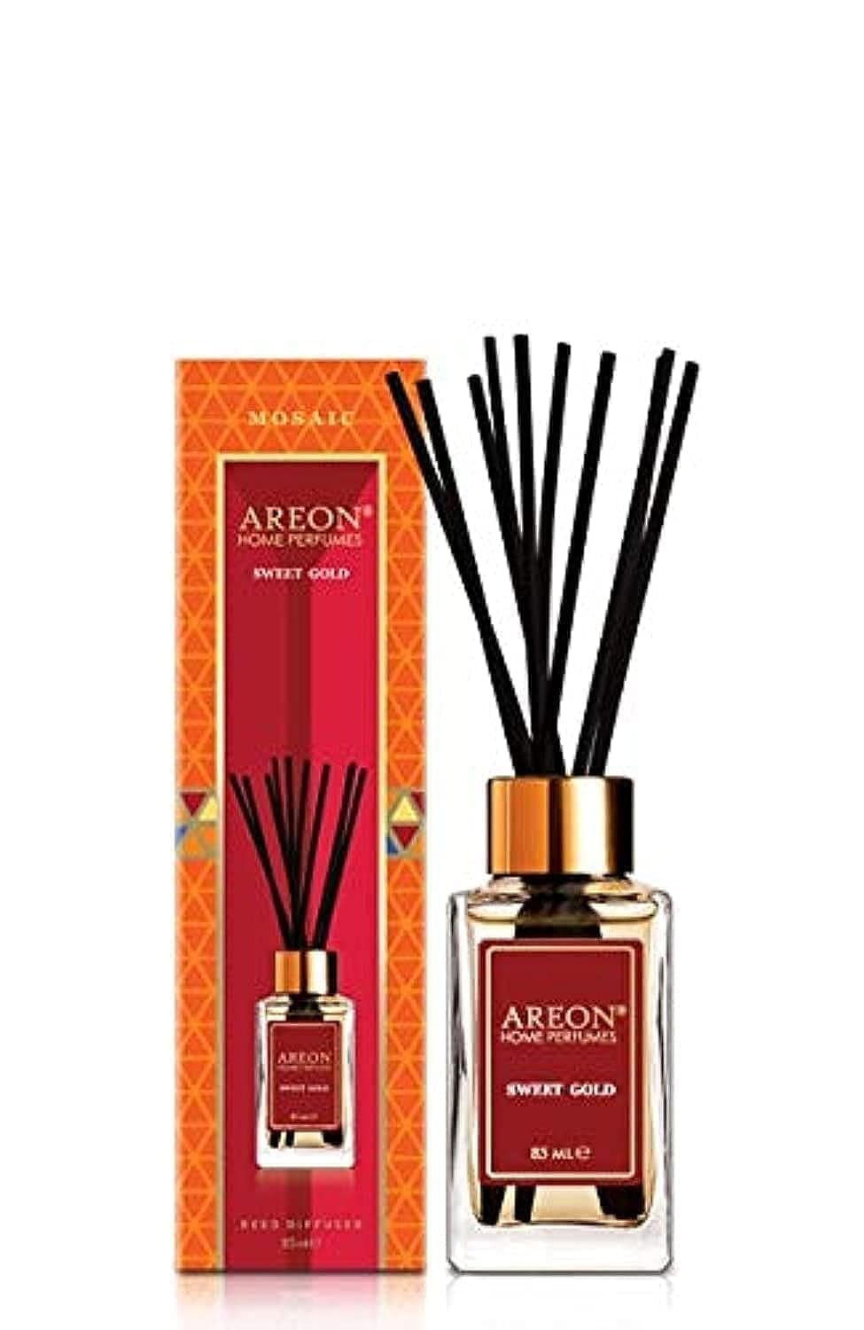 Areon Home Perfume Reed Diffuser 85 Ml Mosaic 10 Rattan Reeds - Sweet Gold