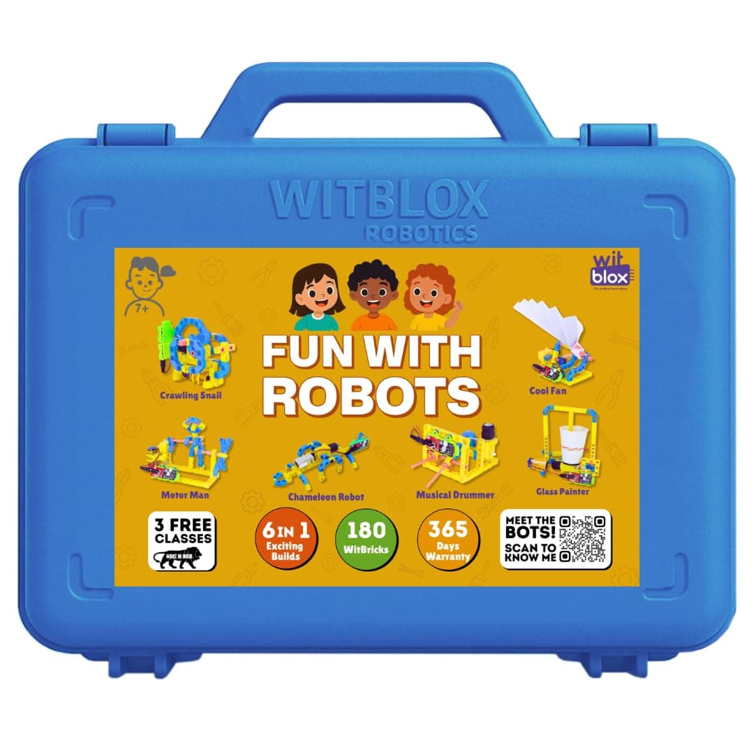 - WitBlox Fun with Robots 6in1 Moving Robot Plug Fit Modular Electronics Circuits for Motors & Machines STEM Experiments Birthday Robotics Kits Gift Toys for Boys, Girls & Kids Age 8 9 10 11 12