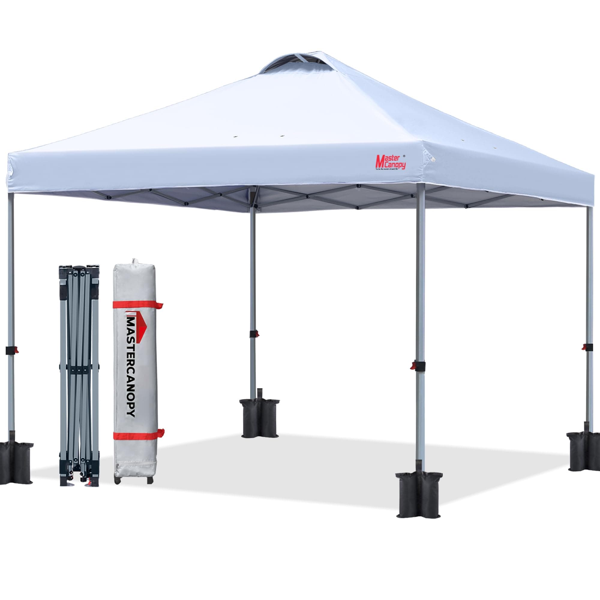 Durable Pop-up Canopy Tent with Roller Bag (10x10, White)