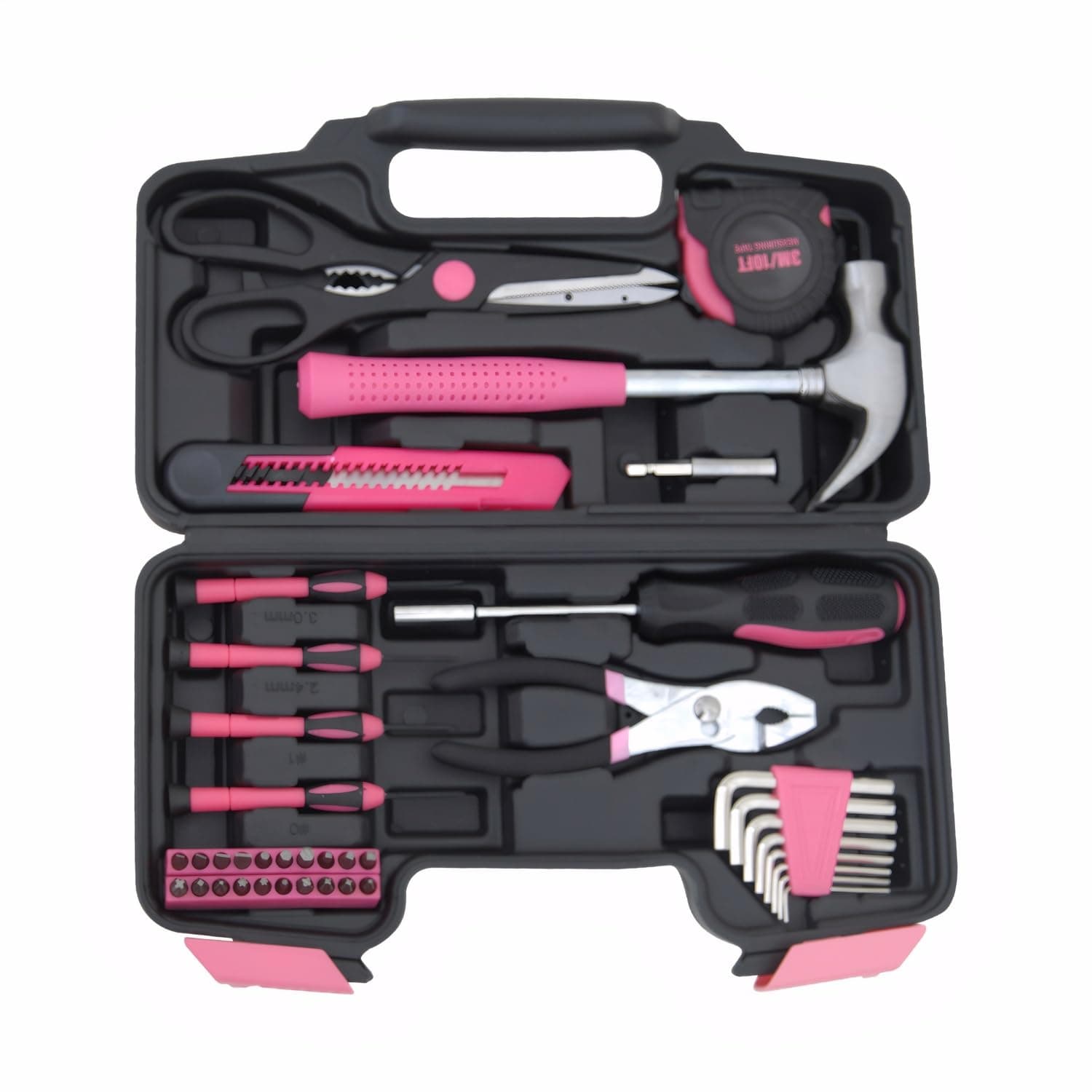 39-Piece Household Tools Kit Essential Home Repair Set with Plastic Toolbox Ideal for College Students, Home Use & More
