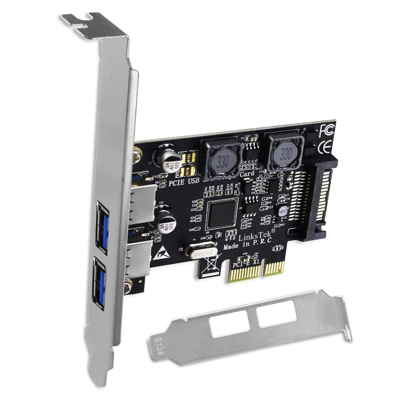 2-Ports PCIE USB 3.0 (USB 3.1 GEN1) 5Gbps Expansion Card for Desktop PCs, 2X 5Gbps USB-A Ports, Built in Smart Power Distribution Technology, No Need Extra Power Supply (PCIE-U302A)