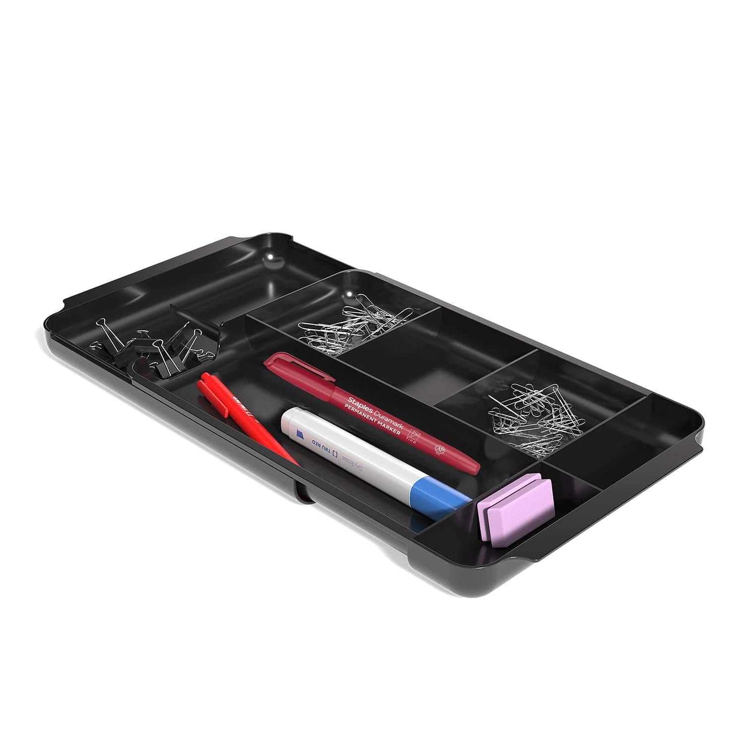 TRU RED Tr58204 7-Compartment Expandable Plastic Drawer Organizer, Black