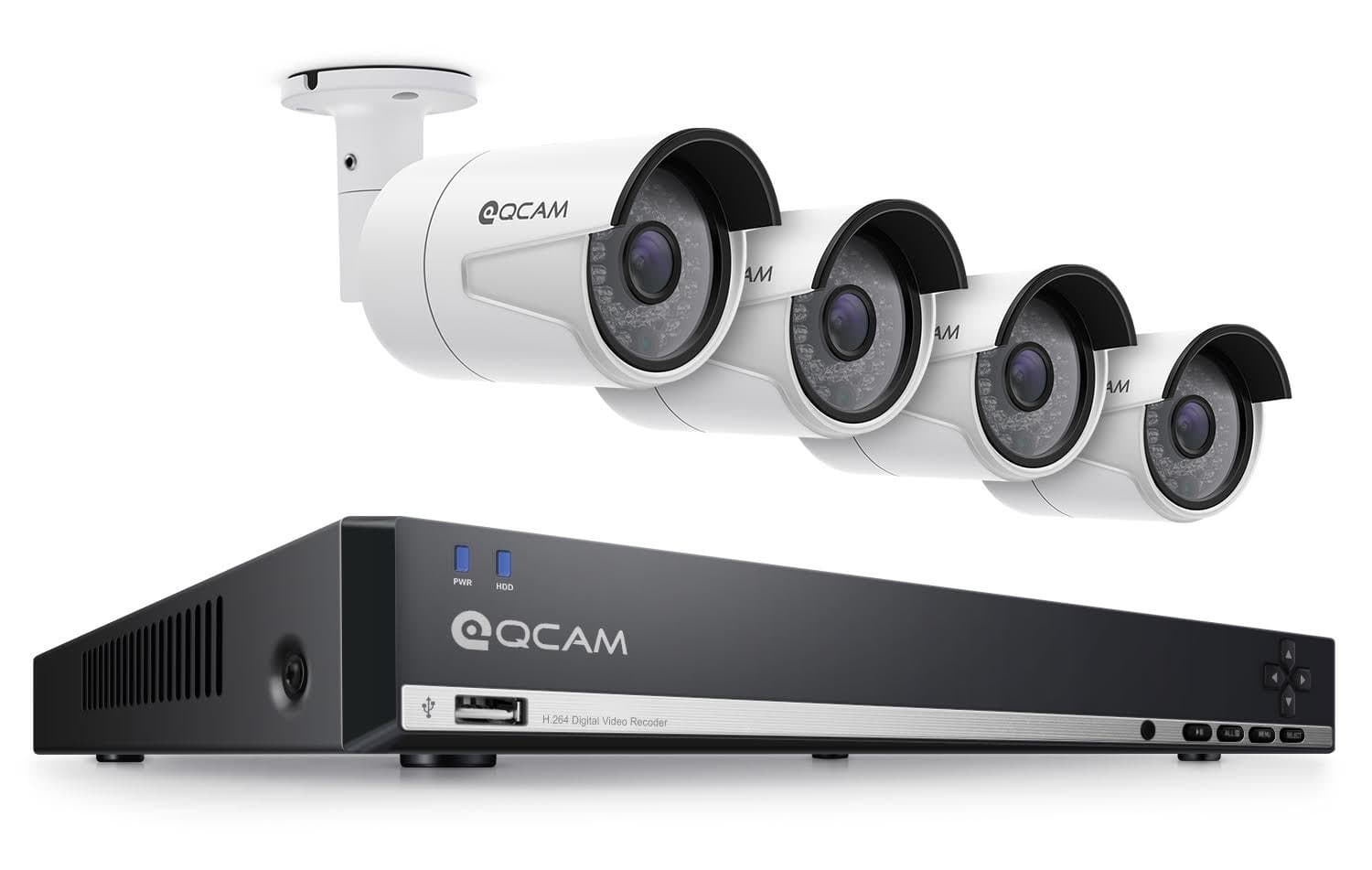 3-Megapixel (2048 x 1536) 8Ch Network POE Video Security System (NVR Kit)- Four 3MP POE Weatherproof Bullet IP Cameras, 65ft Night Vision, Pre-Installed 2TB HDD More