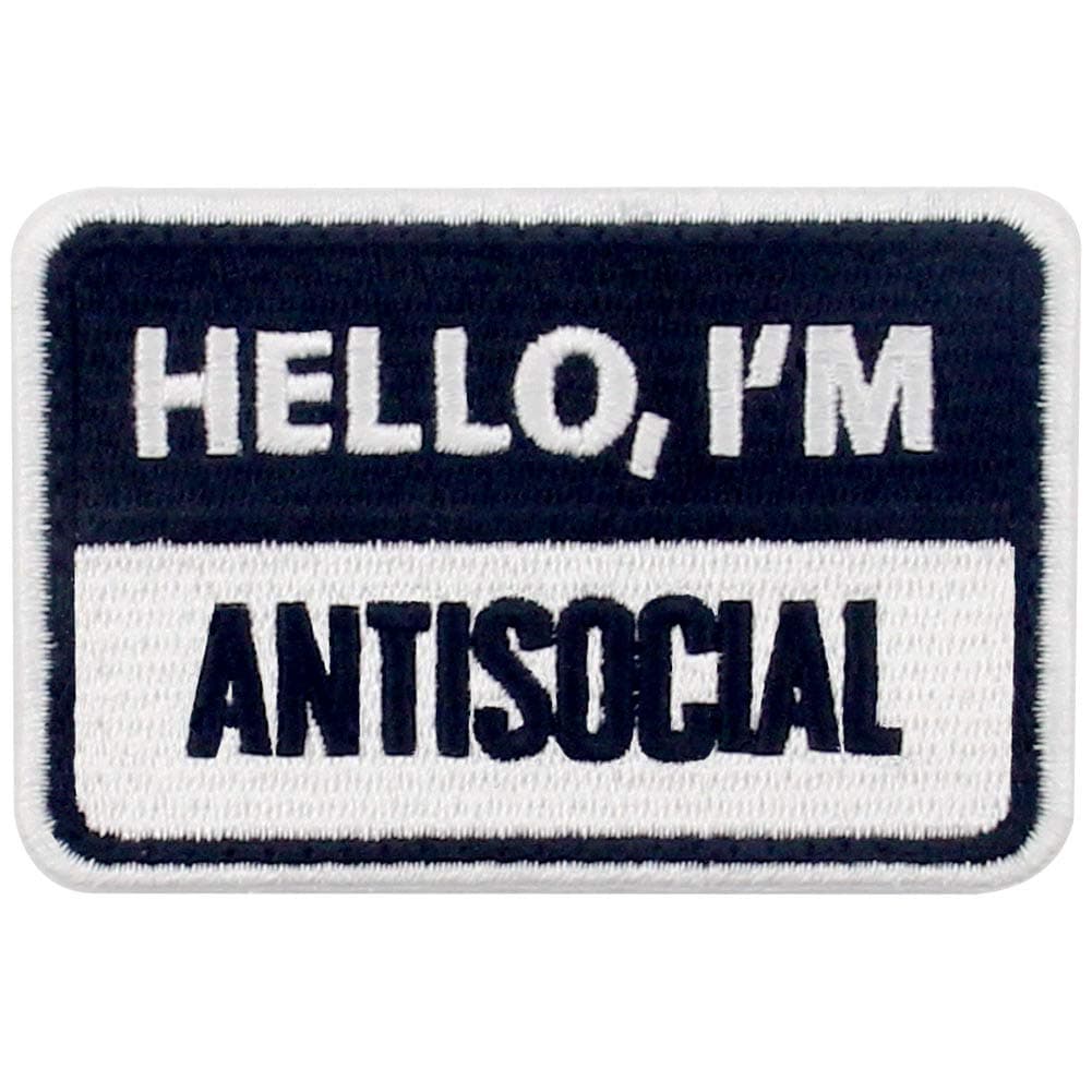 EmbTao Hello I Am Antisocial Tactical Patch Embroidered Morale Applique Fastener Hook & Loop Emblem