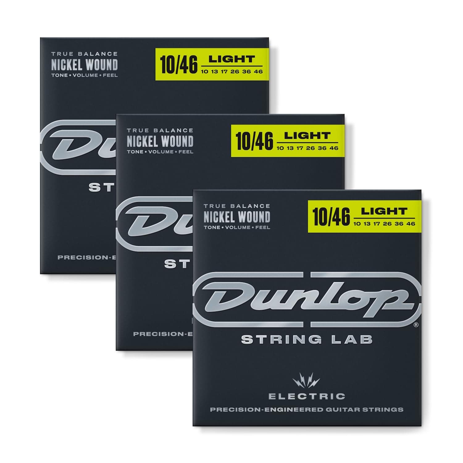 Dunlop DEN1046 Electric-Nickel Medium Strings (6/Set 10-46), 3 Pack (den1046-3pk)