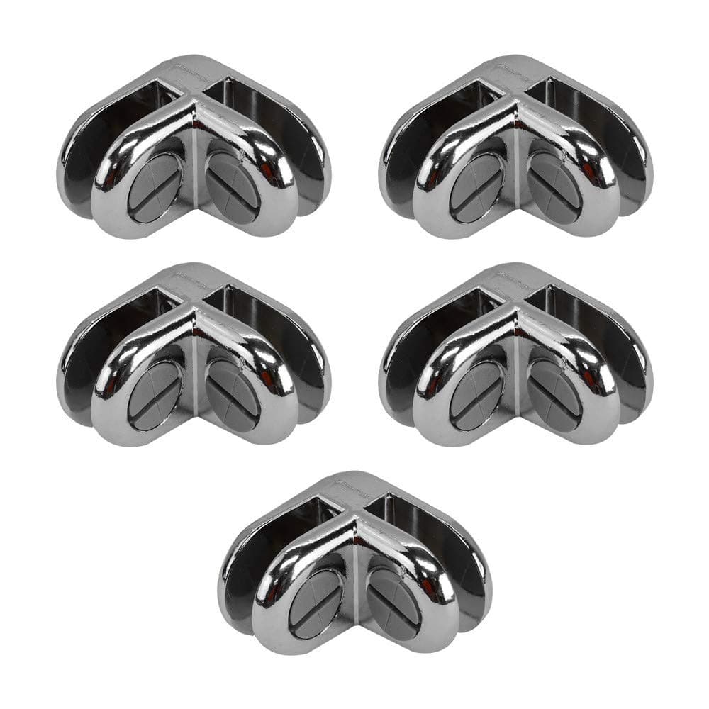 Prolinemax 5 PCS Chrome 2 Way Glass Cube Connector Clip 3/16" Tempered Glass Shelf