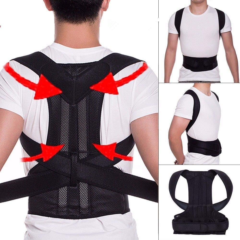 J Go Posture Corrector Back Brace Waist Wide Straps Support with Adjustable Size for Upper Back Pain Relief, Improve Sitting and Standing Posture (L)