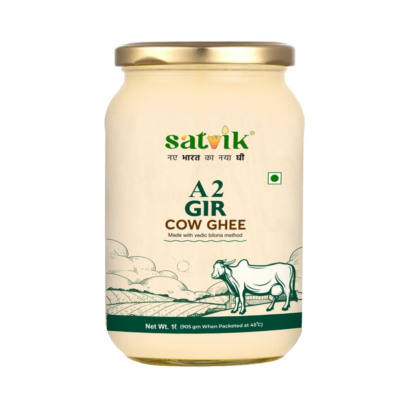 SATVIK PURE GHEE A2 Gir Cow Ghee 1 Litre Churned From Vedic Bilona Method Bilona Ghee A2 Cow Desi Ghee 1 Litre