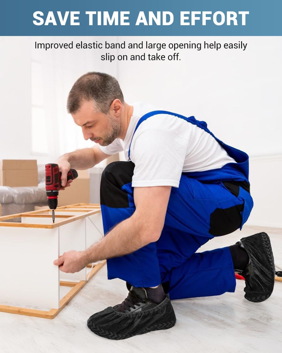 Shoe Covers Disposable Non-Slip, Premium Cloth Boot Covers, Durable and Recyclable, Black