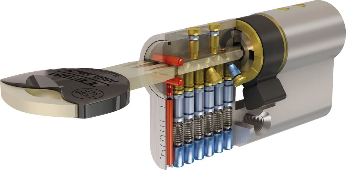 Tesa Brass Round Cylinder Lock, Key Lock, Key Unlock, Modern Style, Securing Doors and Cabinets, TX85