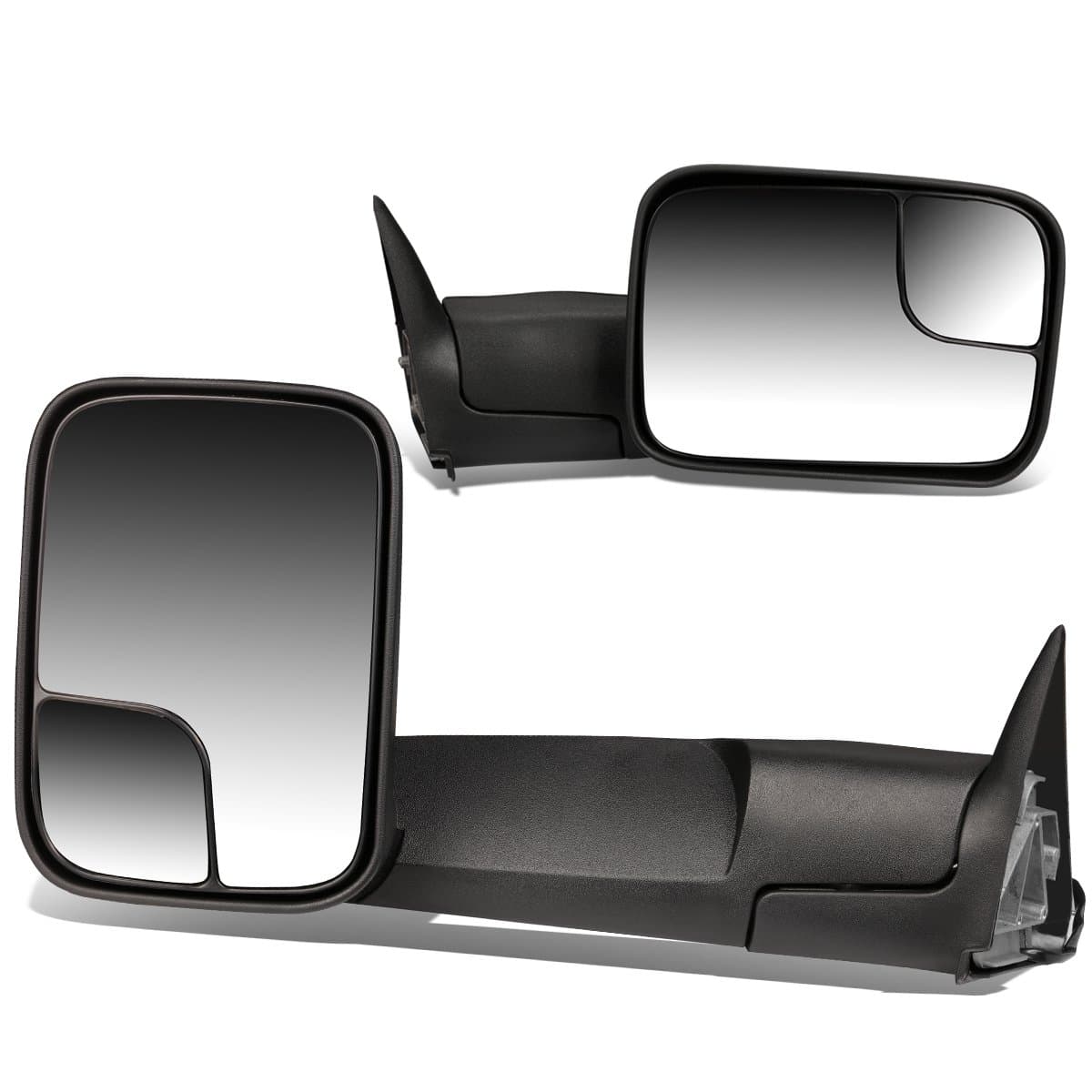 Auto Dynasty Pair Black Power Telescoping Flip Up Side Rear View Towing Mirrors Compatible with Dodge Ram Truck 94-97